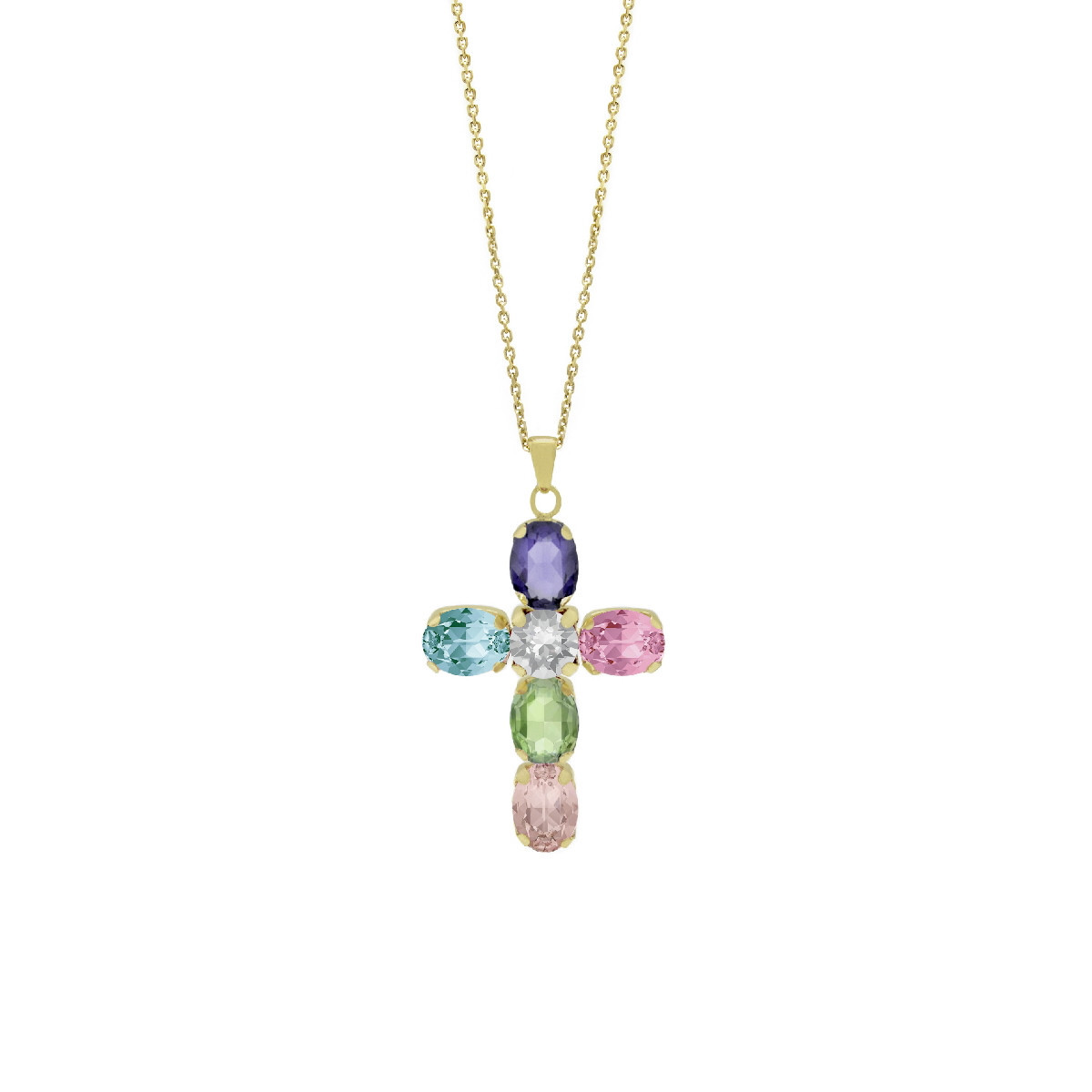 Κολιέ σταυρός από ασήμι 925 με Swarovski πέτρες