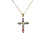 Κολιέ σταυρός από ασήμι 925 με Swarovski πέτρες