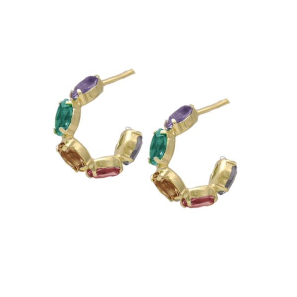 Σκουλαρίκια κρίκοι από ασήμι 925 με Swarovski πέτρες