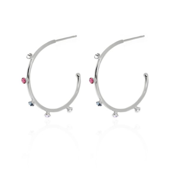 Σκουλαρίκια κρίκοι από ασήμι 925 με Swarovski πέτρες