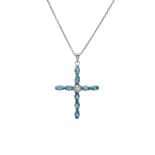 Κολιέ σταυρός από ασήμι 925 με Swarovski πέτρες