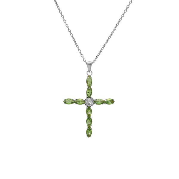 Κολιέ σταυρός από ασήμι 925 με Swarovski πέτρες