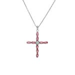 Κολιέ σταυρός από ασήμι 925 με Swarovski πέτρες