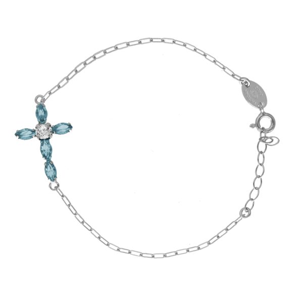 Βραχιόλι σταυρός από ασήμι 925 με Swarovski πέτρες