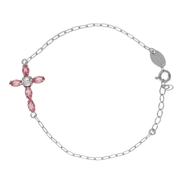 Βραχιόλι σταυρός από ασήμι 925 με Swarovski πέτρες