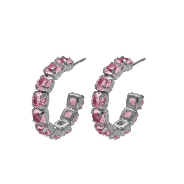 Σκουλαρίκια κρίκοι από ασήμι 925 με Swarovski πέτρες