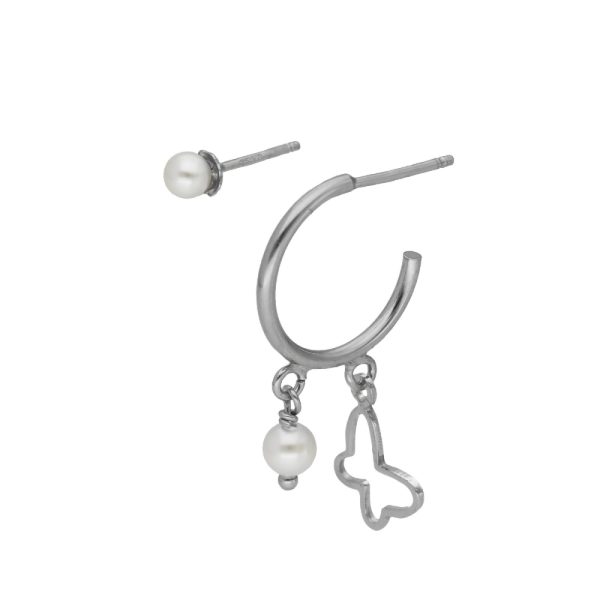 Σκουλαρίκια κρίκοι από ασήμι 925 με μαργαριτάρι