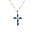 Κολιέ σταυρός από ασήμι 925 με Swarovski πέτρες