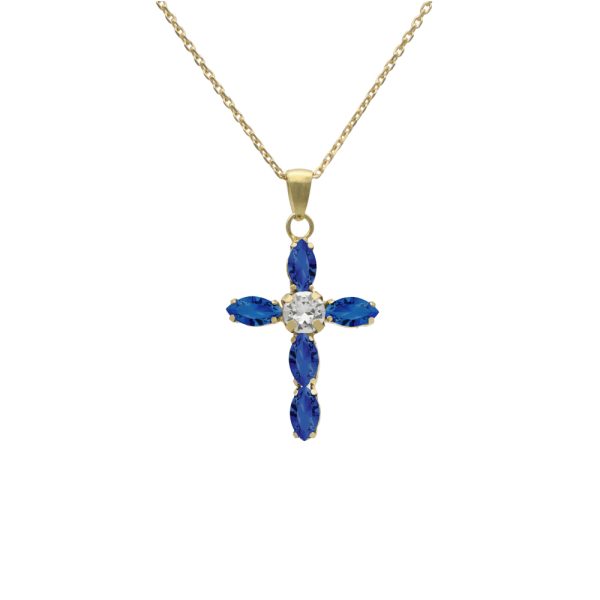 Κολιέ σταυρός από ασήμι 925 με Swarovski πέτρες