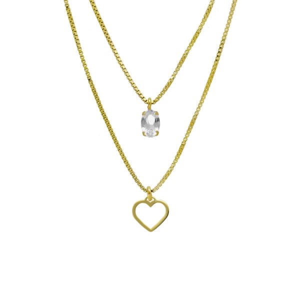 Διπλό κολιέ από ασήμι 925 με Swarovski πέτρες