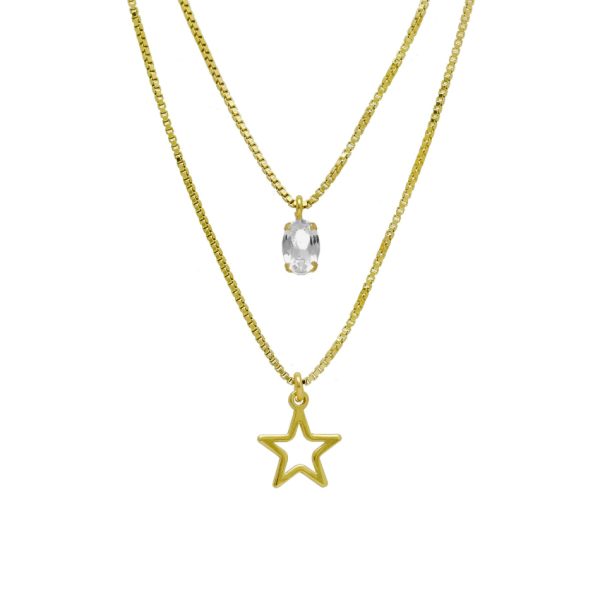 Διπλό κολιέ από ασήμι 925 με Swarovski πέτρες
