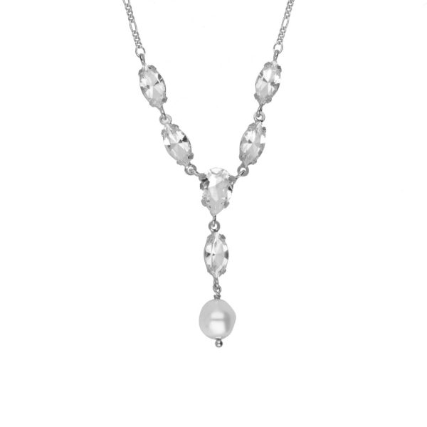 Κολιέ από ασήμι 925 με Swarovski πέτρες και μαργαριτάρι