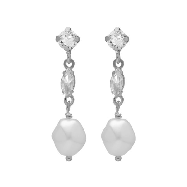 Σκουλαρίκια από ασήμι 925 με Swarovski πέτρες και μαργαριτάρι
