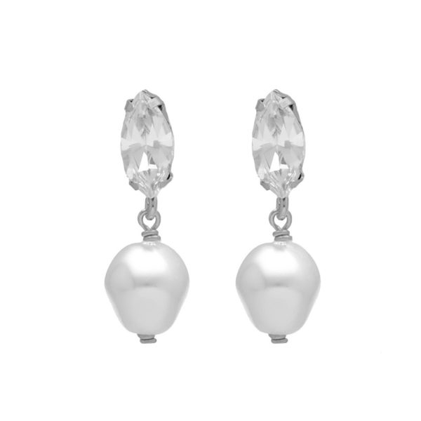 Σκουλαρίκια από ασήμι 925 με Swarovski πέτρες και μαργαριτάρι
