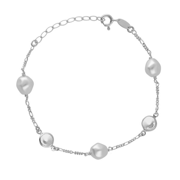 Βραχιόλι από ασήμι 925 με Swarovski πέτρες και μαργαριτάρι