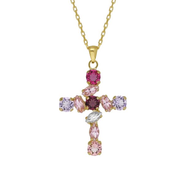 Κολιέ σταυρός από ασήμι 925 με Swarovski πέτρες