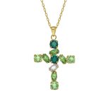 Κολιέ σταυρός από ασήμι 925 με Swarovski πέτρες