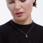 Κολιέ σταυρός από ασήμι 925 με Swarovski πέτρες - Image 2