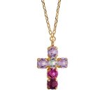Κολιέ σταυρός από ασήμι 925 με Swarovski πέτρες