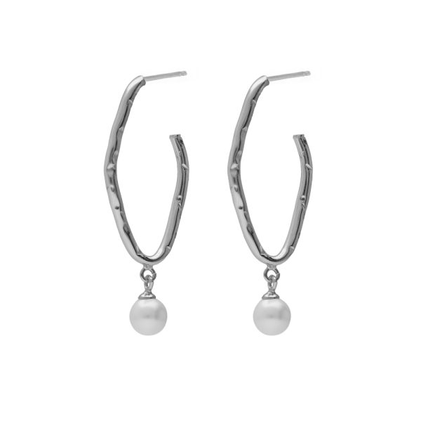 Σκουλαρίκια κρίκοι από ασήμι 925 με μαργαριτάρι