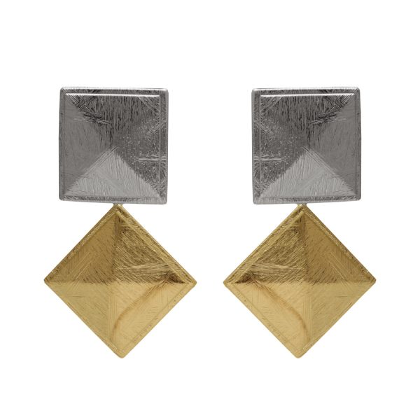 Σκουλαρίκια δίχρωμα κρεμαστά από ασήμι 925