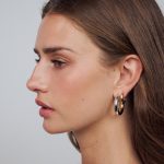 Σκουλαρίκια κρίκοι δίχρωμοι από ασήμι 925 - Image 2