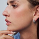 Σκουλαρίκια κρίκοι από ασήμι 925 με ζιργκόν πέτρες - Image 2