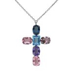 Σταυρός από ασήμι 925 με Swarovski πέτρες