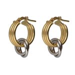 Σκουλαρίκια κρίκοι δίχρωμοι από ασήμι 925