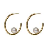 Σκουλαρίκια κρίκοι από ασήμι 925 με μαργαριτάρι