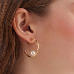 Σκουλαρίκια κρίκοι από ασήμι 925 με μαργαριτάρι - Image 2