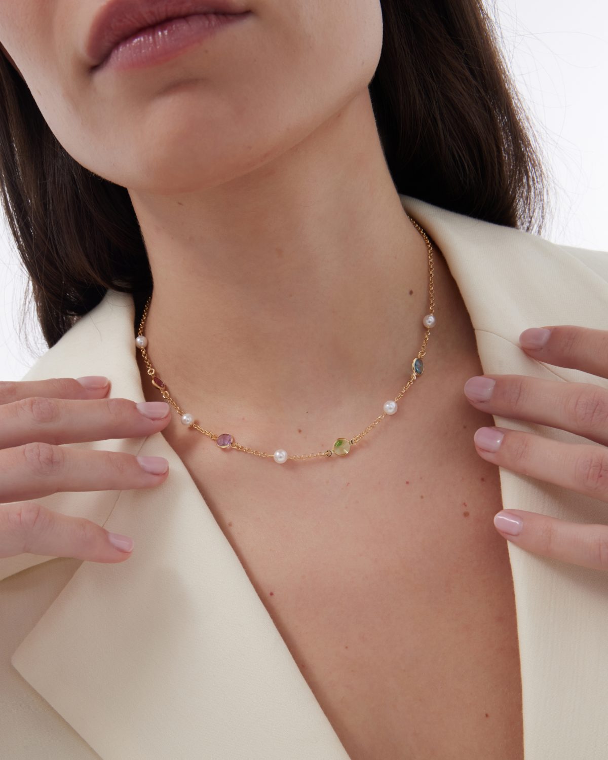 Κολιέ από ασήμι 925 με Swarovski πέτρες και μαργαριτάρι - Image 2