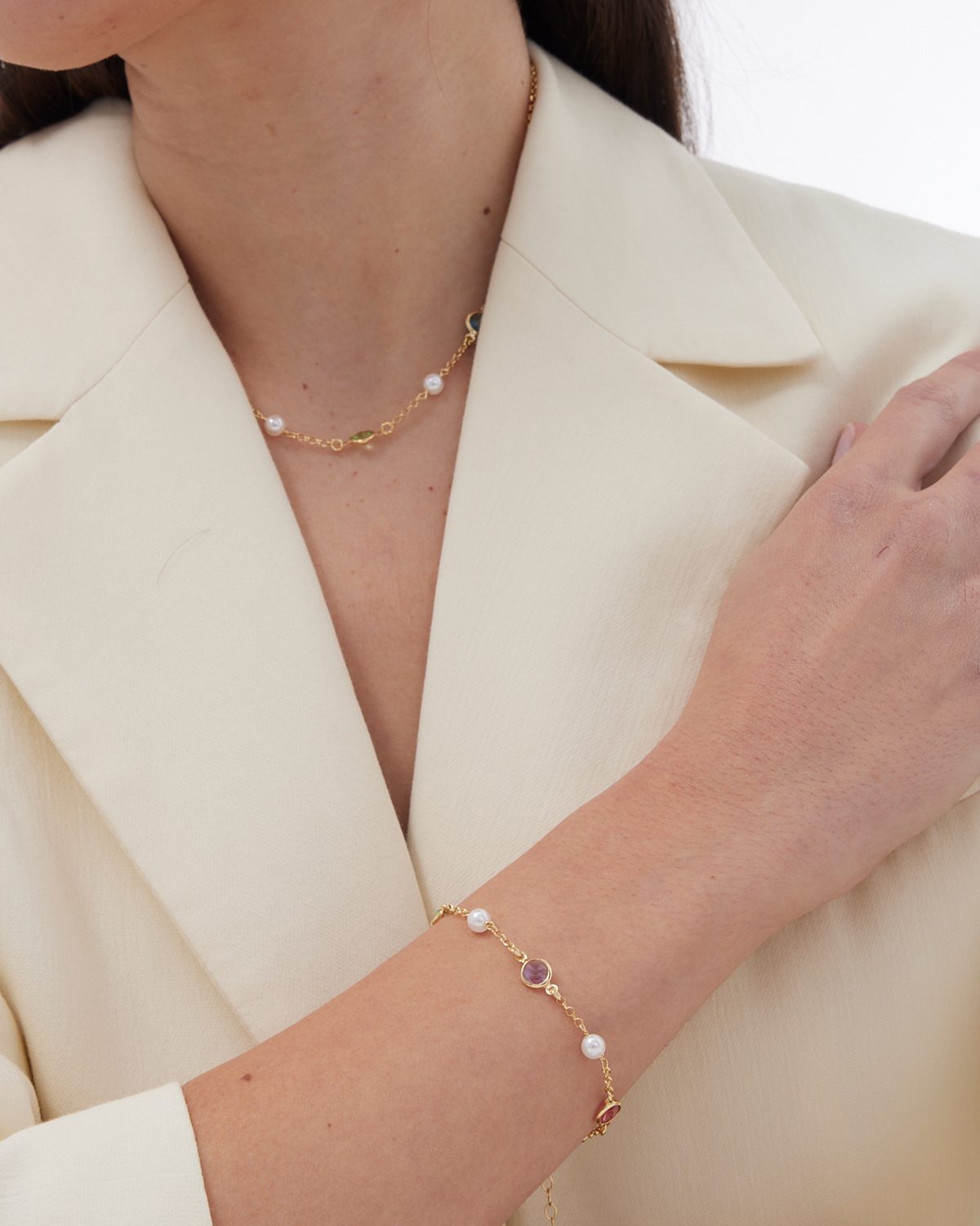 Βραχιόλι από ασήμι 925 με Swarovski πέτρες και μαργαριτάρι - Image 2