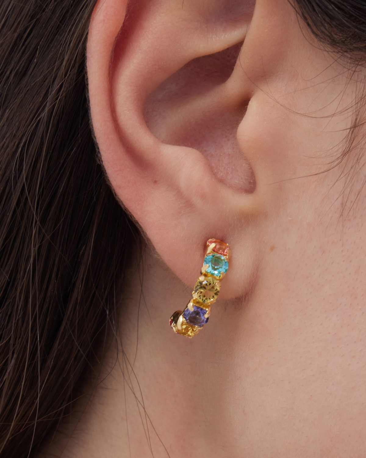 Σκουλαρίκια κρίκοι από ασήμι 925 με Swarovski πέτρες - Image 2