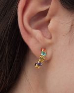 Σκουλαρίκια κρίκοι από ασήμι 925 με Swarovski πέτρες - Image 2